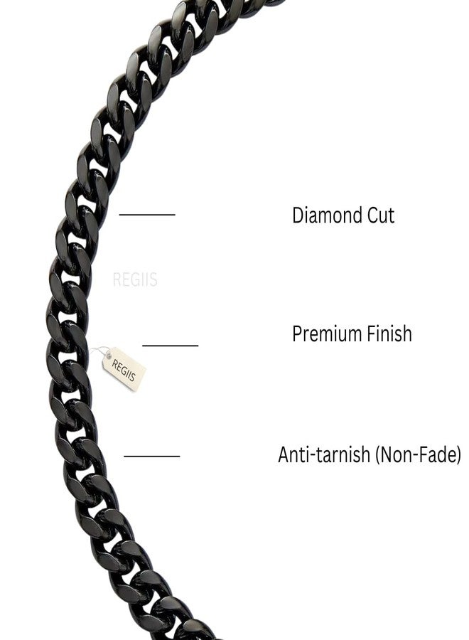 طوق سلسلة للكلاب من ريجيس بلاكلاين، أسود معدني بحلقات مقطوعة على شكل ماسة، طلاء مقاوم للتشوه، إغلاق بقفل ضغط (متوسط) - Image 3